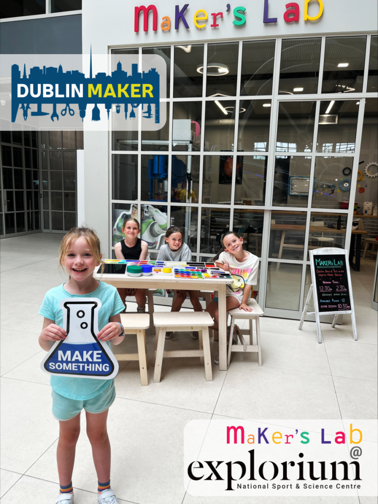 Children enjoying creative activities at Maker's Lab, Explorium during Dublin Maker event.